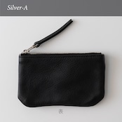 革のフラットポーチS Black