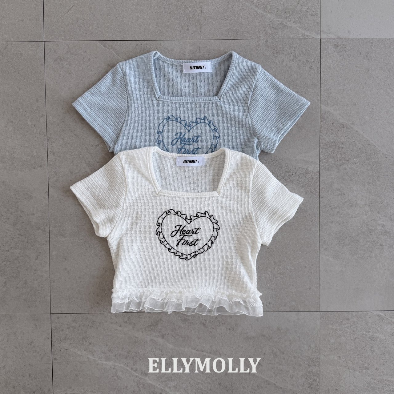 [ELLYMOLLY] Powder Lace Tee / [엘리몰리] 파우더레이스티