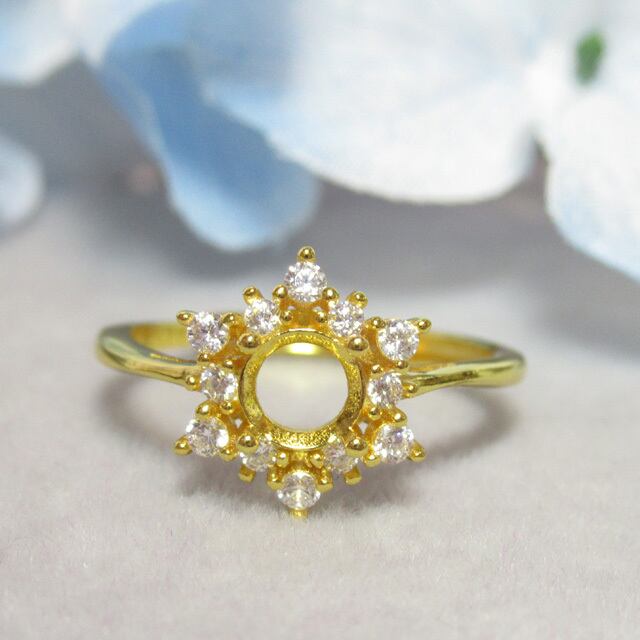 5㎜ スノーフレークCZ S925 リング台 YG