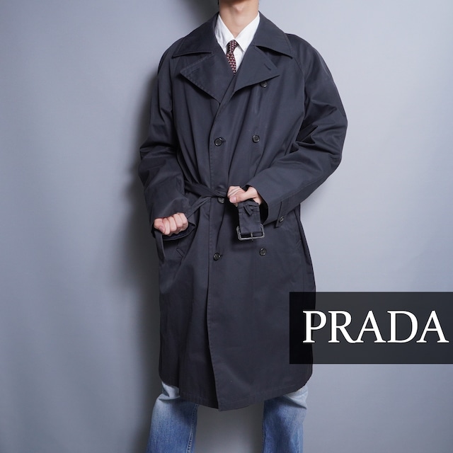 PRADA】プラダ コットンナイロン ブラックトレンチコート | ブランド