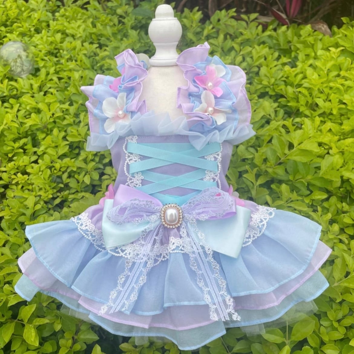 フラワーモチーフのパステルカラーワンピース 00404