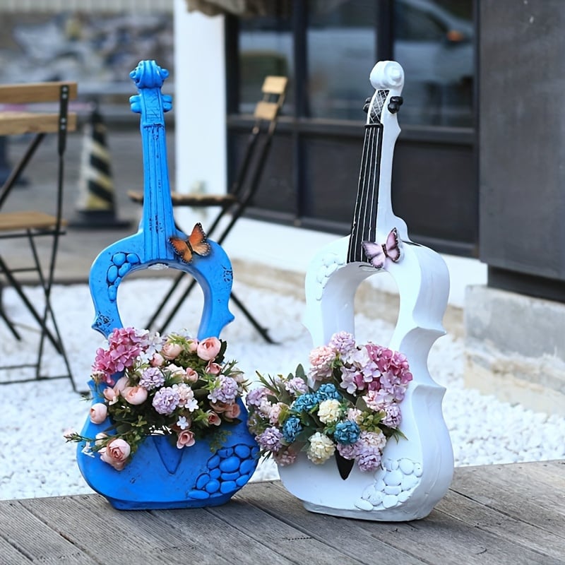 花瓶 ヴァイオリン型 ヴィンテージ調 ユニーク おしゃれ かわいい