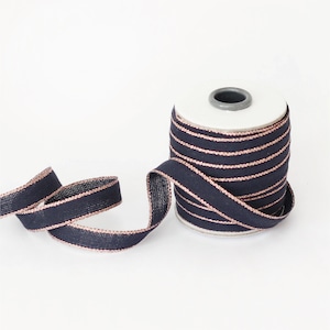 Drittofilo cotton ribbon | spool of 20 yards　indigo/rose gold【Studio Carta】/コットンリボン  スタジオカルタ