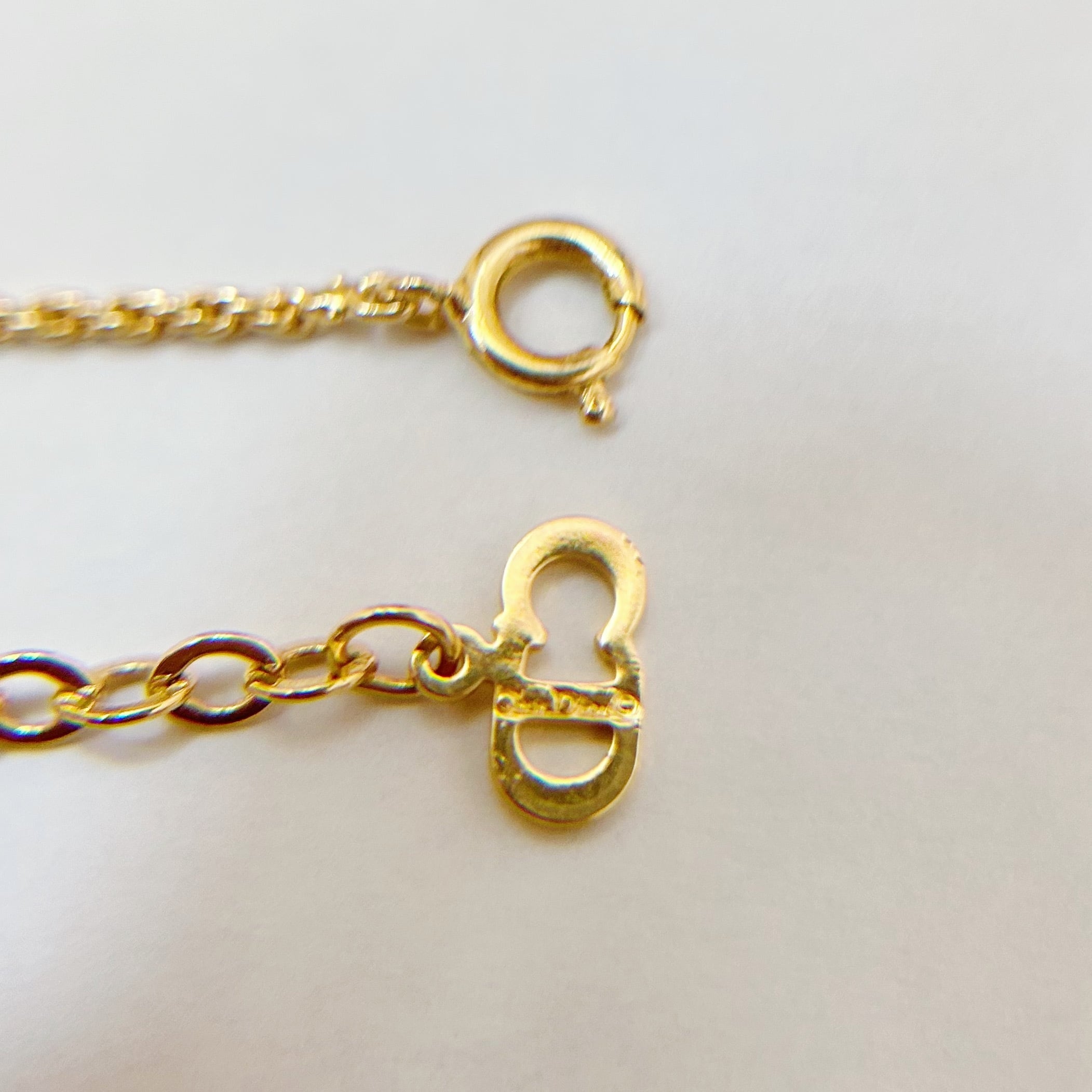 N5497】Christian Dior logo drop rhinestone necklace/クリスチャン