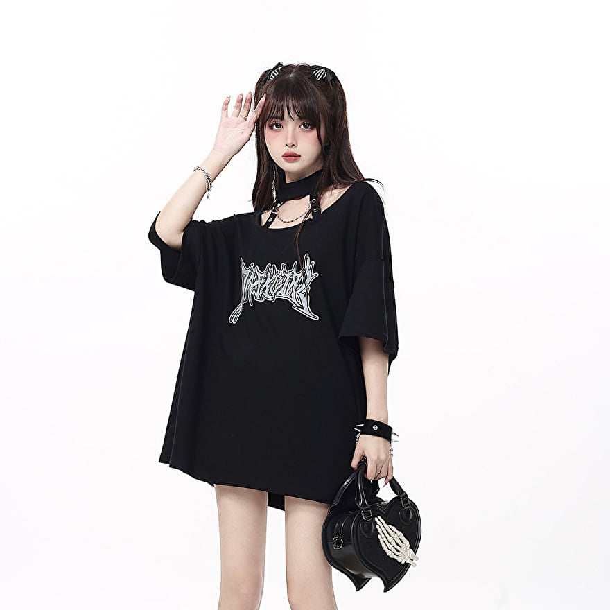 サブカル 服 地雷系 通販 CRAZYGIRL チョーカー Tシャツ JKファッション かわいい ガーリー服