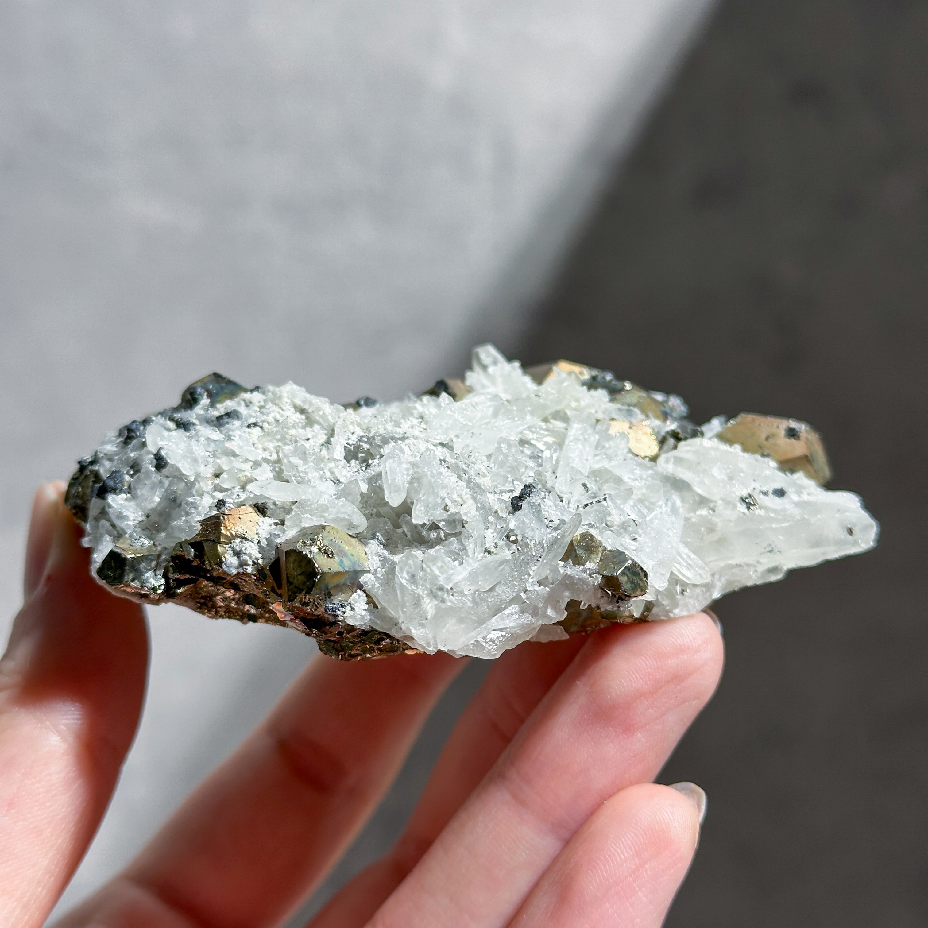 クリアクオーツwithパイライト 原石15◇Clear Quartz with Pyrite