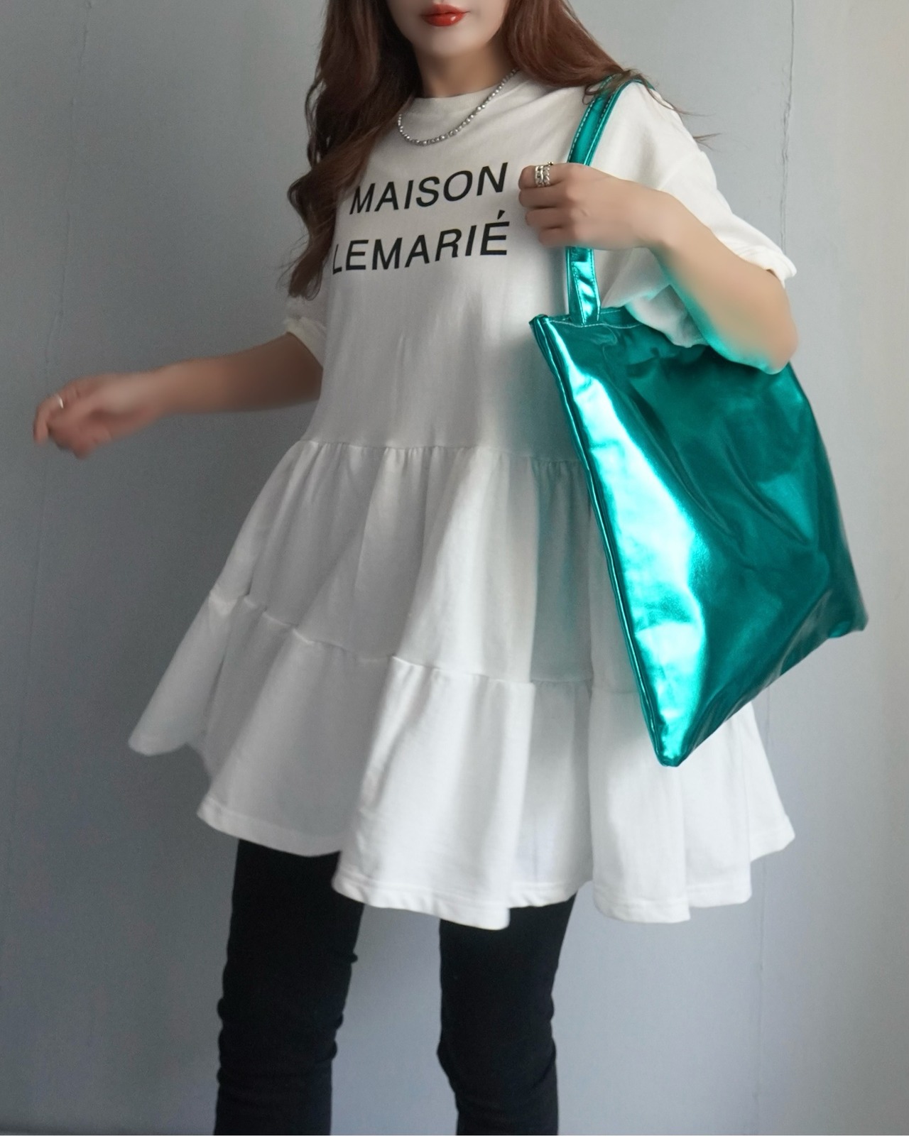 MAISON LEMARIÉ フリルギャザースウェットチュニックOP【ヘビーウェイト】/White