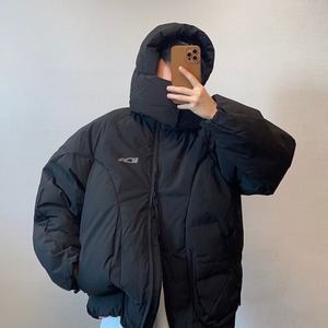 取り外し可能なフード付きヘビーウェイトコットンブルゾン　1034