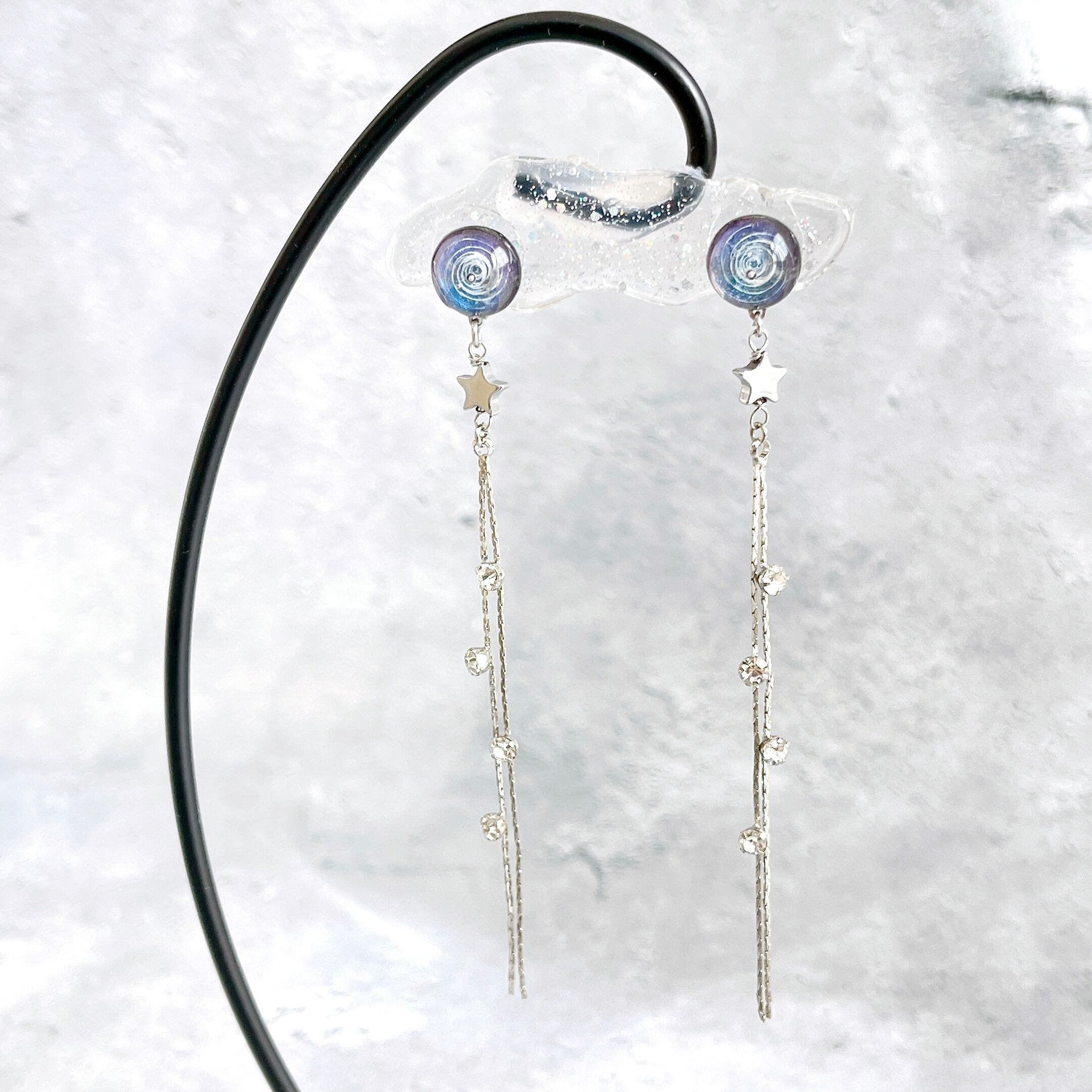 【国内発】グリッターな流れ星♡超可愛ピアス Vortex✧流星の瞬きピアスSilver✧彗星ピアス・宇宙ピアス