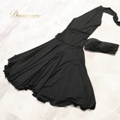 【美品 日本製 社交ダンス衣装】ブラック系 Chacott チャコット ワンピース ドレス トップス 黒 無地 レース 上品 パーティ 発表会 社交ダンス ワンピース ドレス ブラックドレス フレアスカート シンプル 上品 デザイン おしゃれ アウトドアイベント パーティードレス 発表会衣装 伸縮性 レディース Mサイズ ブラックカラー