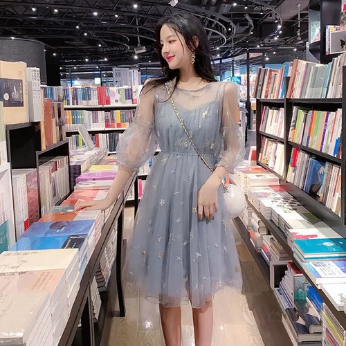 女性の長袖ドレス,休暇,足首までの長さ,柔らかい韓国のファッション,夏の服装 T241005214354_01