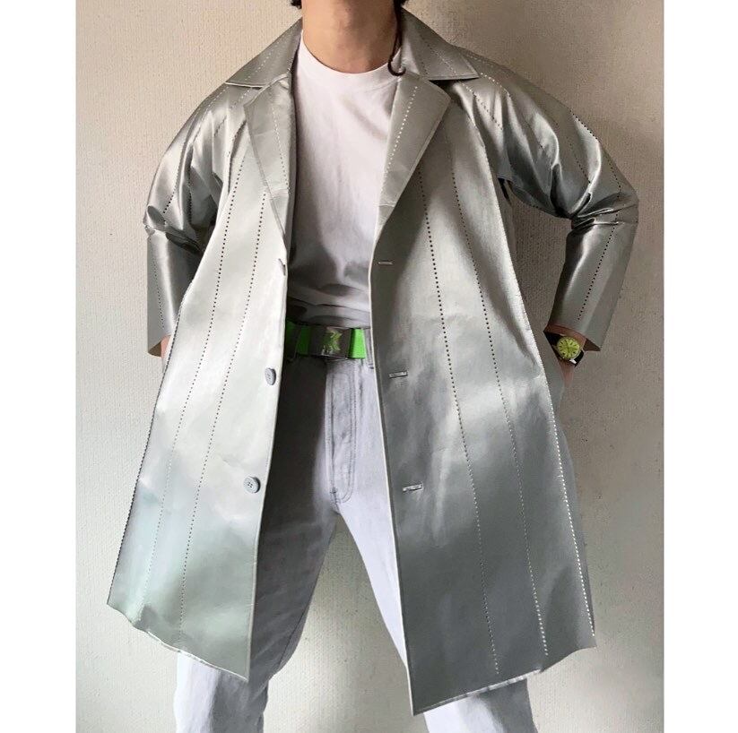 2017a/w or 2007a/w issey miyake silver fake leather punching coat