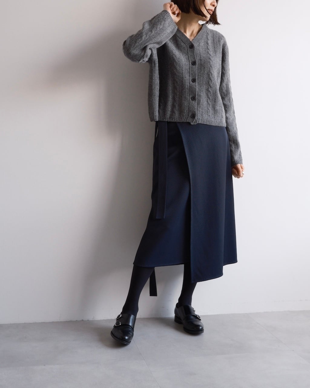 【CELINE】綺麗目フィービー期 ブルーパープル シルクウールカーディガン S CÉLINE by Phoebe philo CROPPED CABLE KNIT CARDIGAN | dear closet
