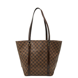 ルイ ヴィトン ダミエ サック ショッピング トートバッグ ショルダー ブラウン PVC レザー レディース LOUIS VUITTON 【中古】