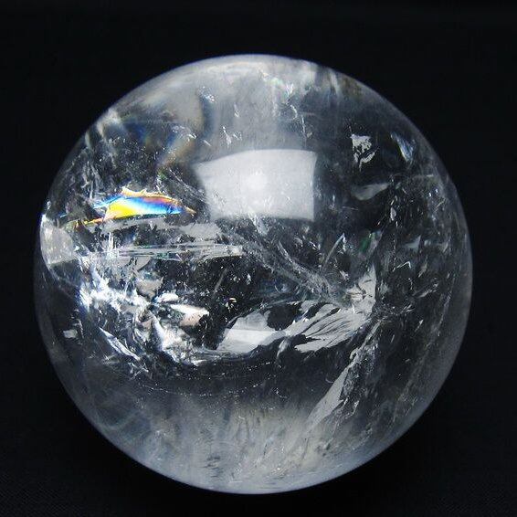 水晶 丸玉 虹入り 70mm スフィア 置物 水晶玉 一点物 151-8812