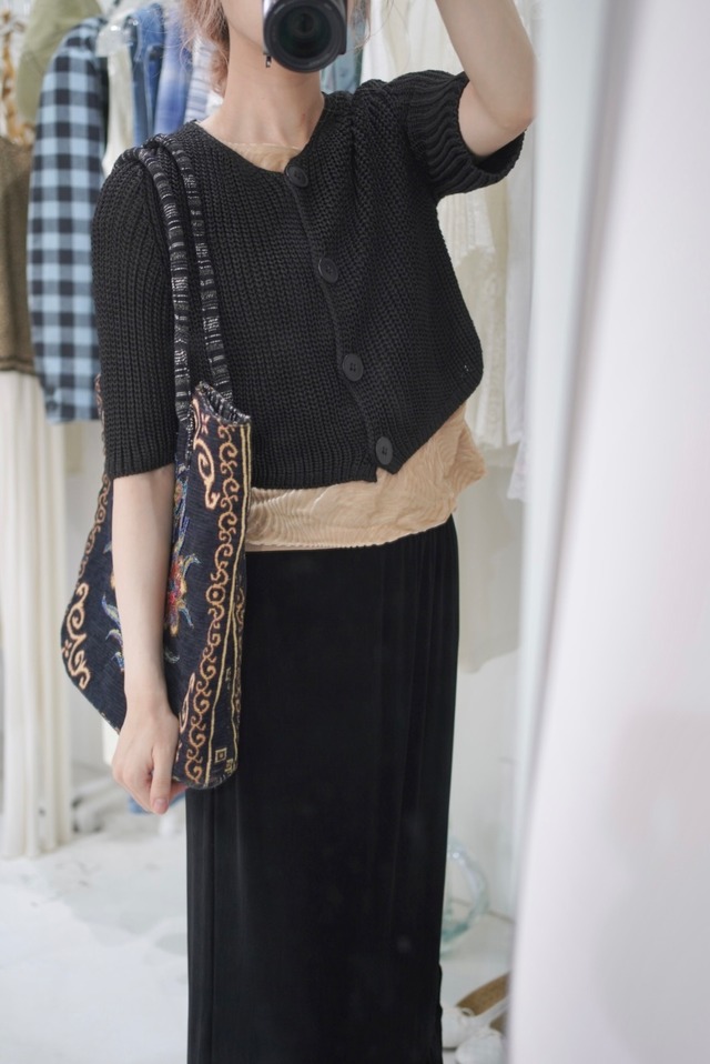 black knit cardigan
