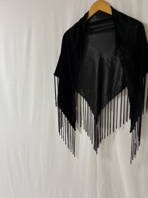 1990's Solid Color Velour Fringe Stole