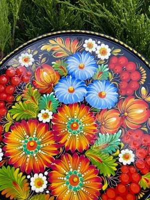 ペトリキウカ塗りのプレート（ホロベッツ）20cm