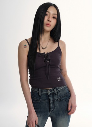 3/5発売新作☆もごつセレクト【AS''ON】EYELET SLEEVELESS / CHARCOAL