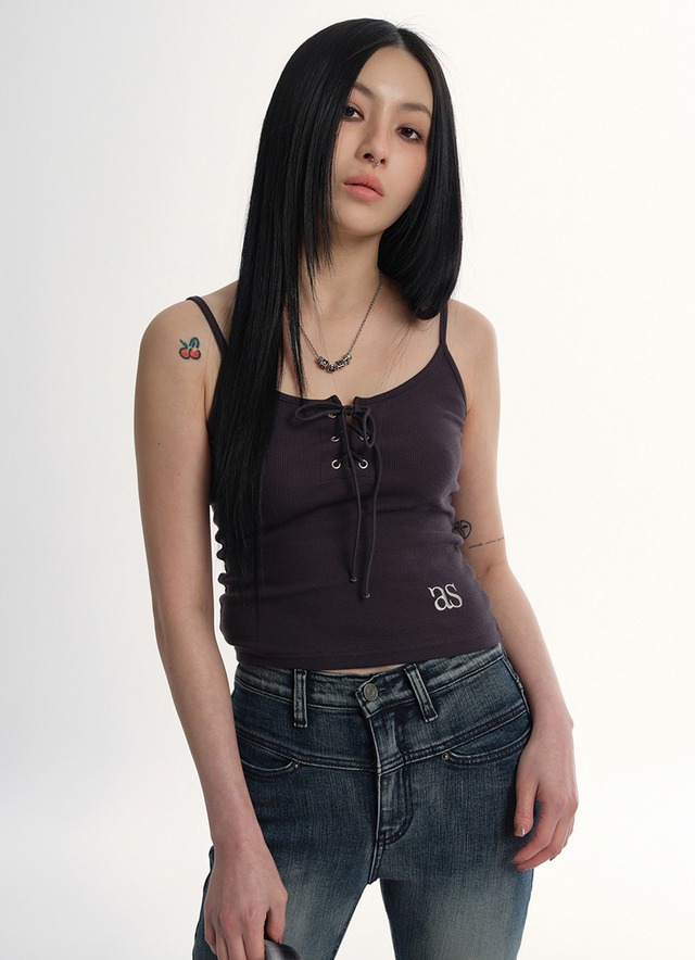 3/5発売新作☆もごつセレクト【AS''ON】EYELET SLEEVELESS / CHARCOAL