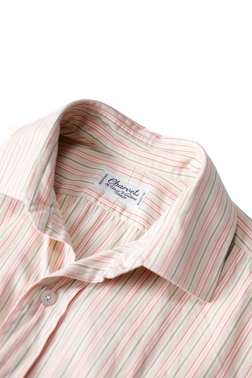 [1996] ”Charvet”  BISPOKE Pastel Stripe Cotton Shirt (made in France)