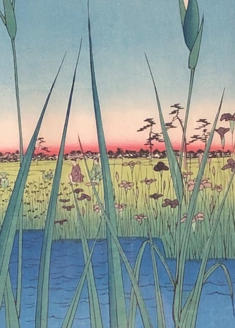 歌川広重 「堀切の花菖蒲」手摺木版画 名所江戸百景の内 大判 大江戸木版社 歌川広重 版画 名所江戸百景 堀切の花菖蒲 | kamakuraART