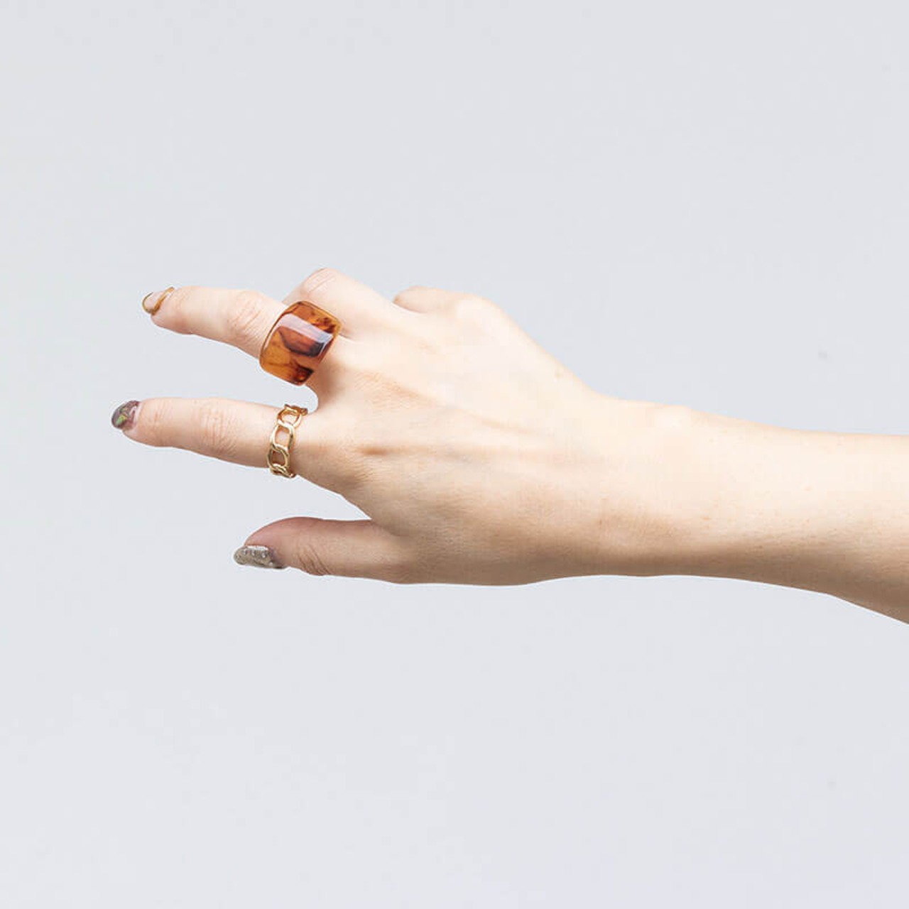 【ネコポス便】アクリル スクエア ボリューム リング(0390)