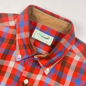 Crocodile クロコダイル チェック BD ボタンダウン 長袖シャツ M/レッド×ブルー メンズ