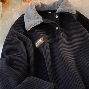 Oversized Corduroy Collar Sweatshirt – Sherpa-Lined Thick Jacket (FD039)