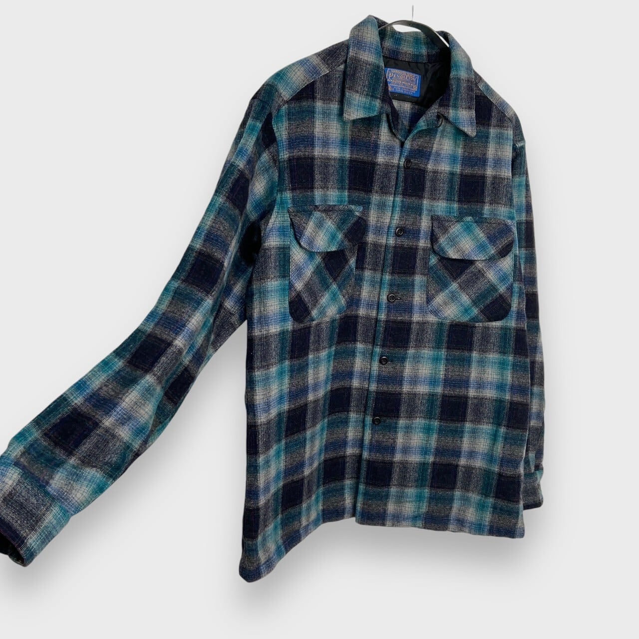 70s Pendleton オープンカラーウールシャツ オンブレシャドー 70s Pendleton オープンカラーウールシャツ オンブレシャドー