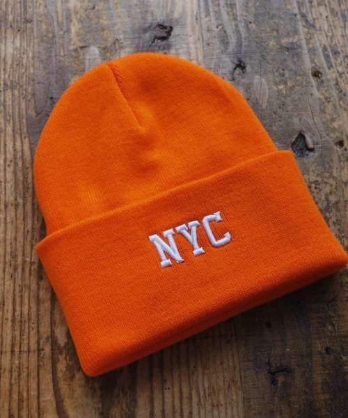STARTER BLACK LABEL(スターターブラックレーベル) NYC ロゴ ビーニー オレンジ ST-NT004 ニットキャップ ニット帽