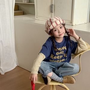 レイヤード風プリントロングTシャツ（2色展開）ADBB｜トップス ロンT｜幼稚園 保育園 小学生｜通園 通学 普段着｜韓国子供服｜男の子 女の子｜80-130cm｜2026秋服 ［取寄］