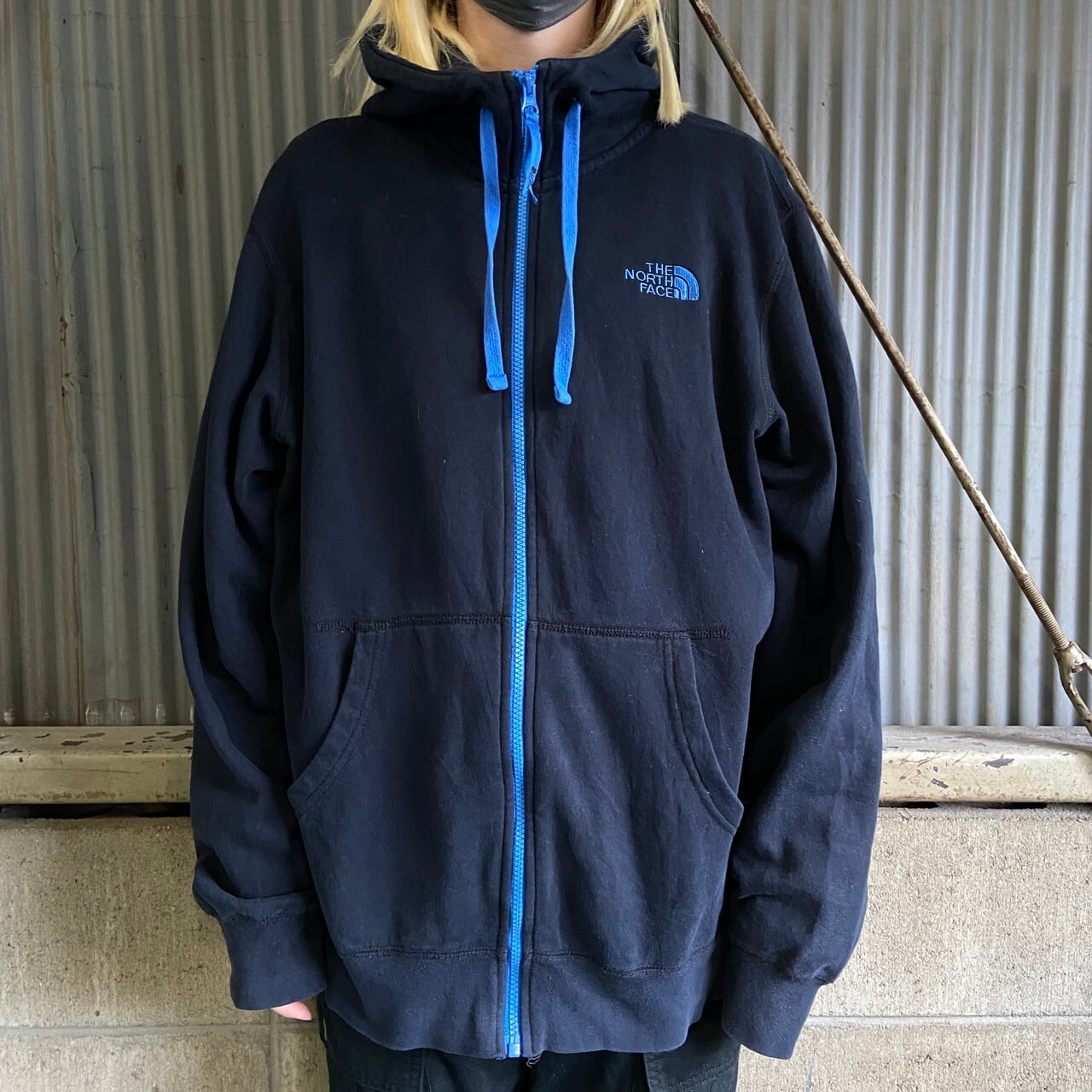 the north face ジップアップパーカー　L　ブルー