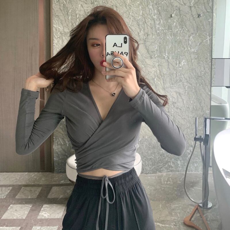 オータムクロスTシャツ レディーススタンダードVネックカーディガントップス レトロ 秋物 ドラファッションホール99512338747