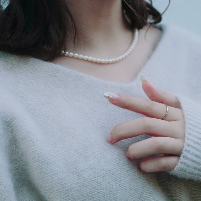①真珠ネックレス　4mm径パール