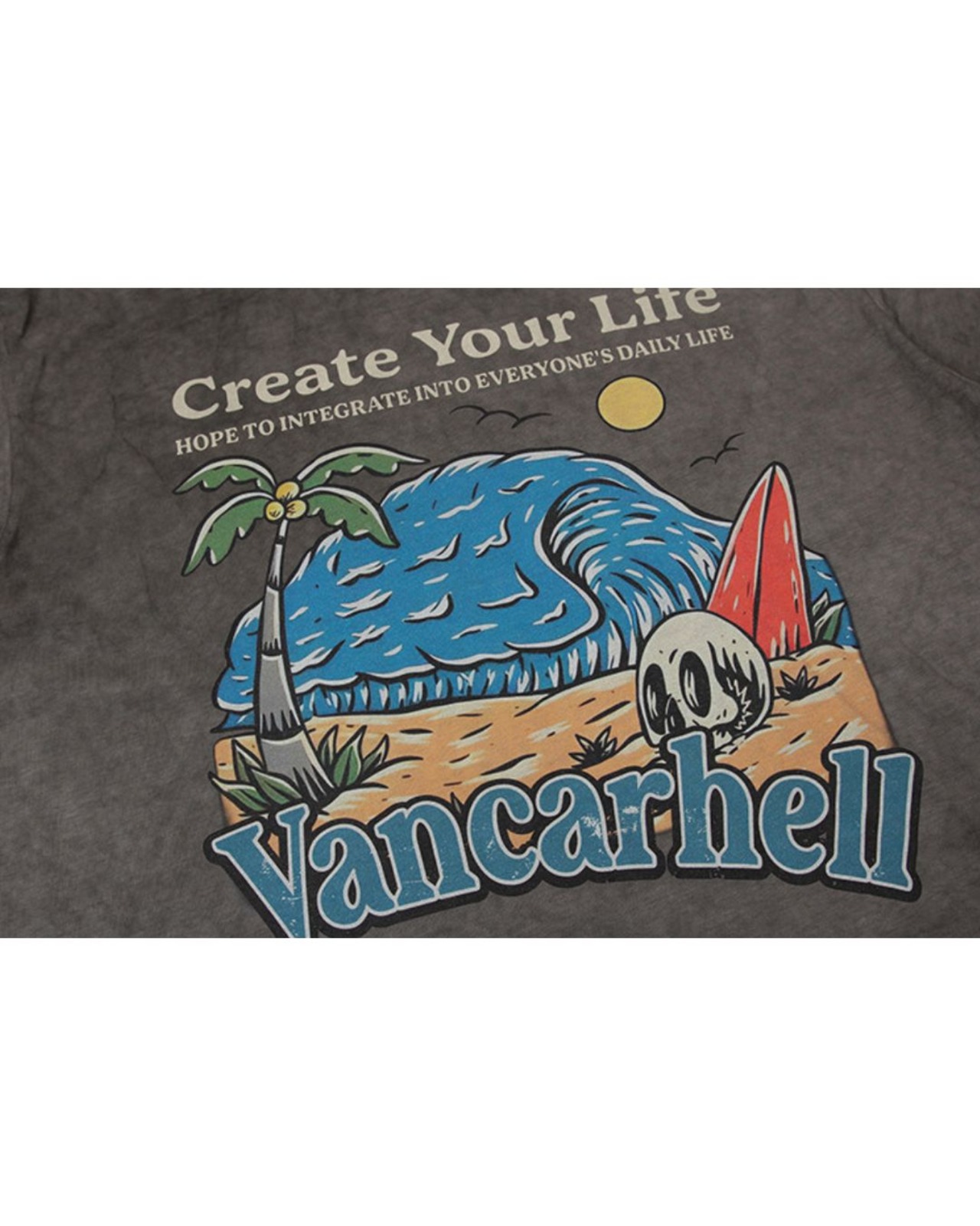 グラフィックプリントクルーネック半袖Tシャツ　S0600