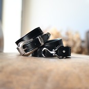 TORY LEATHER   / 1 inch "3 -Piece Silver Buckle Belt(BLACK×NICKEL)