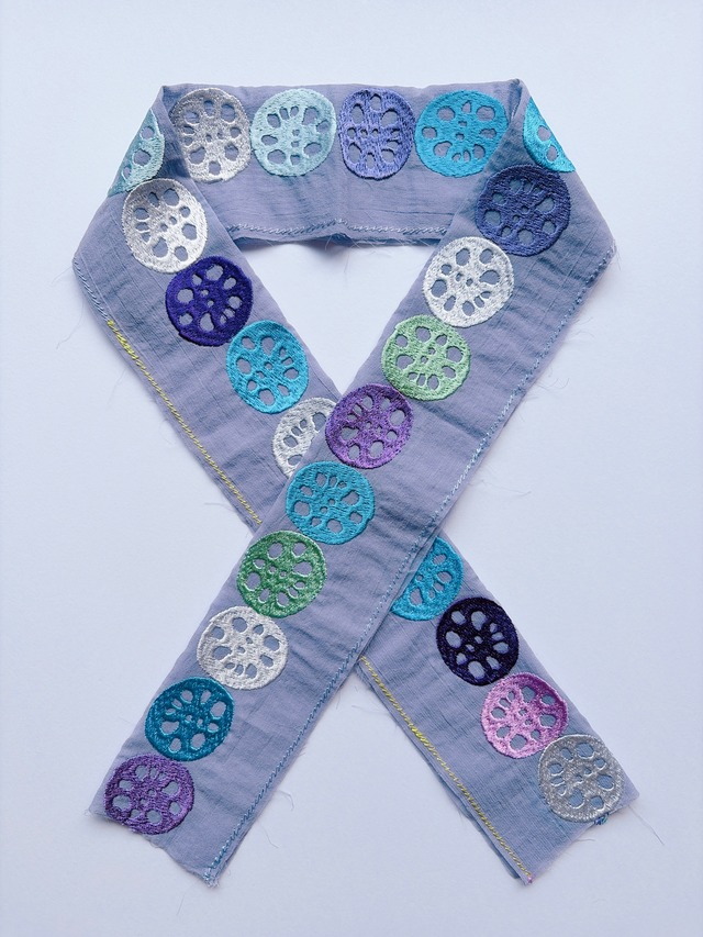 ULOCO 刺繍　半衿　レンコン　ラベンダー③