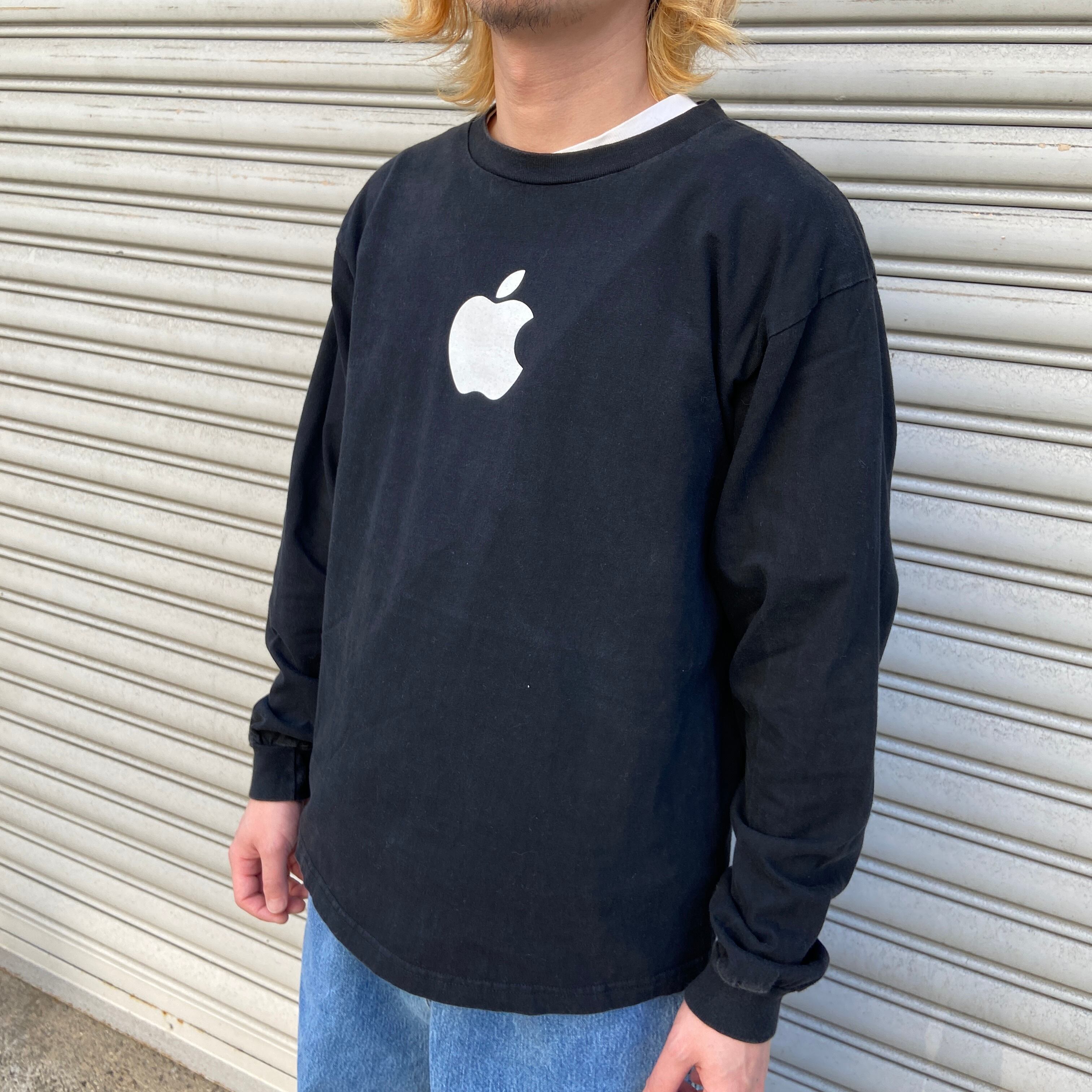 送料無料』Apple アップル 企業ロゴロンT テック系 ブラック L | 古着 