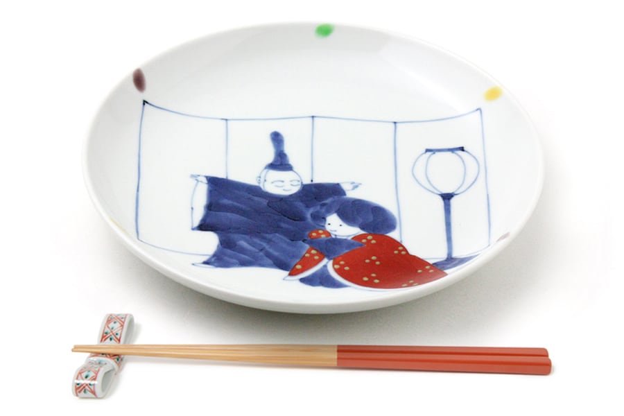 名入れ子供食器 染錦ひなまつり7寸丸皿桃の節句 ひな人形 | 福珠窯