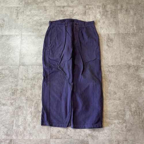 50-60s 極太 フランス軍 フレンチワーク ブルー パンツ W33