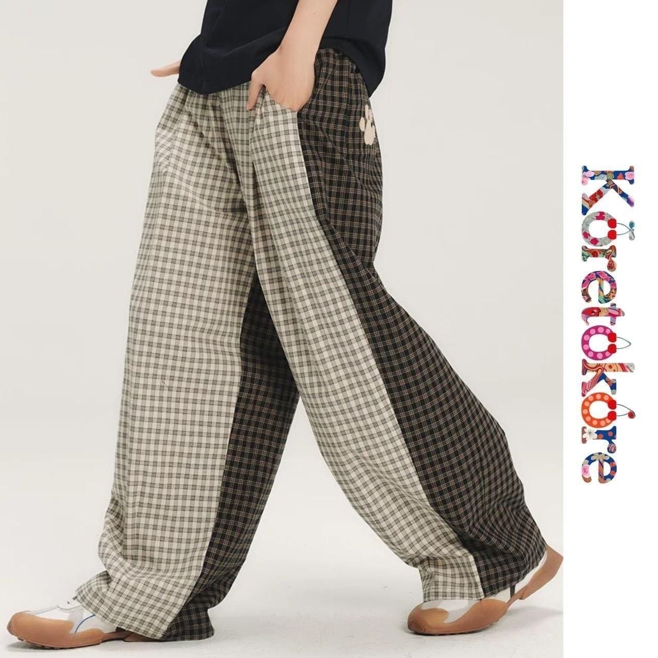 Paw Stitch Check Pants A1138