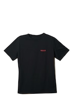 【VULKY】 クルーネック ブラックTシャツ レッドロゴ - ナチュラルフィット - シリーズ2