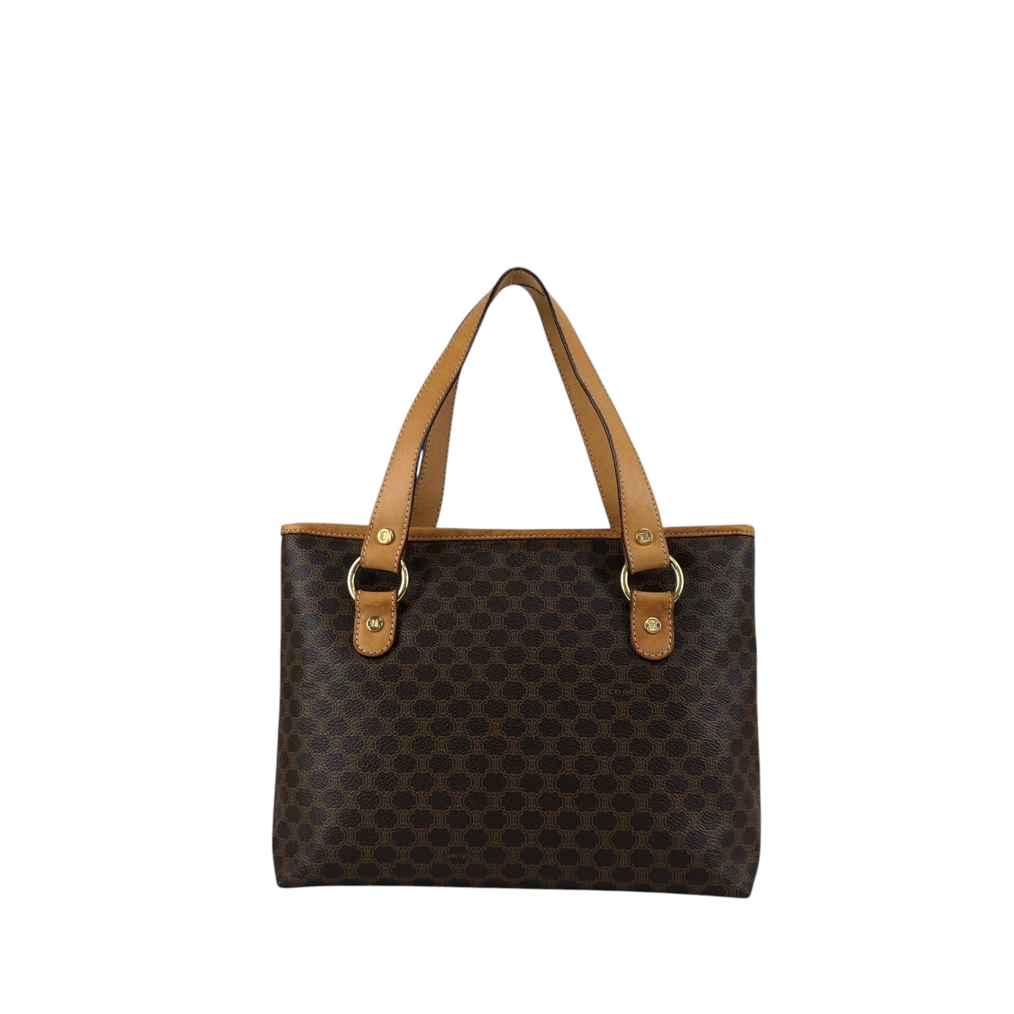 CELINE セリーヌ マカダム ハンドバッグ ブラウン PVC トートバッグ