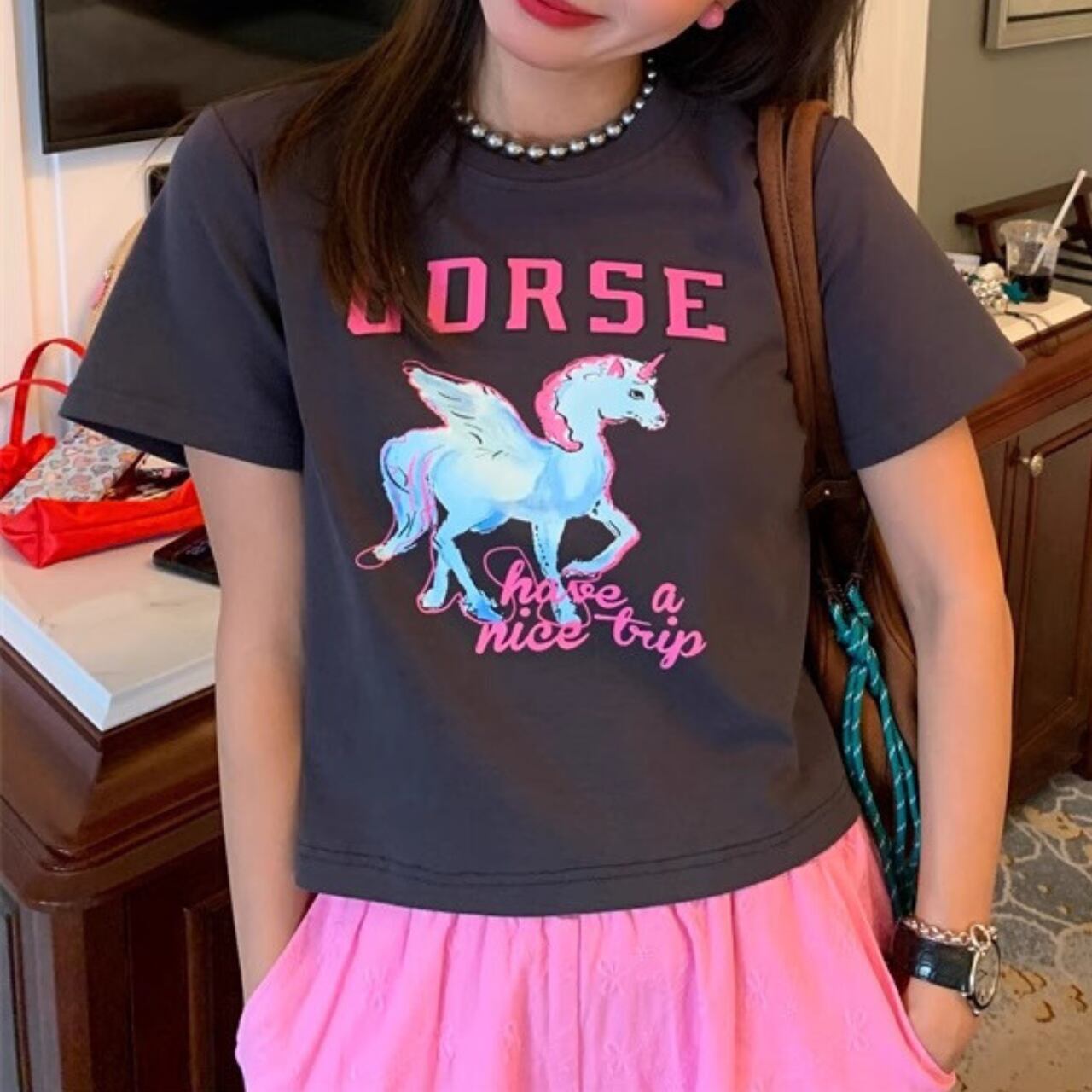 ユニコーンクロップドTシャツ R01161