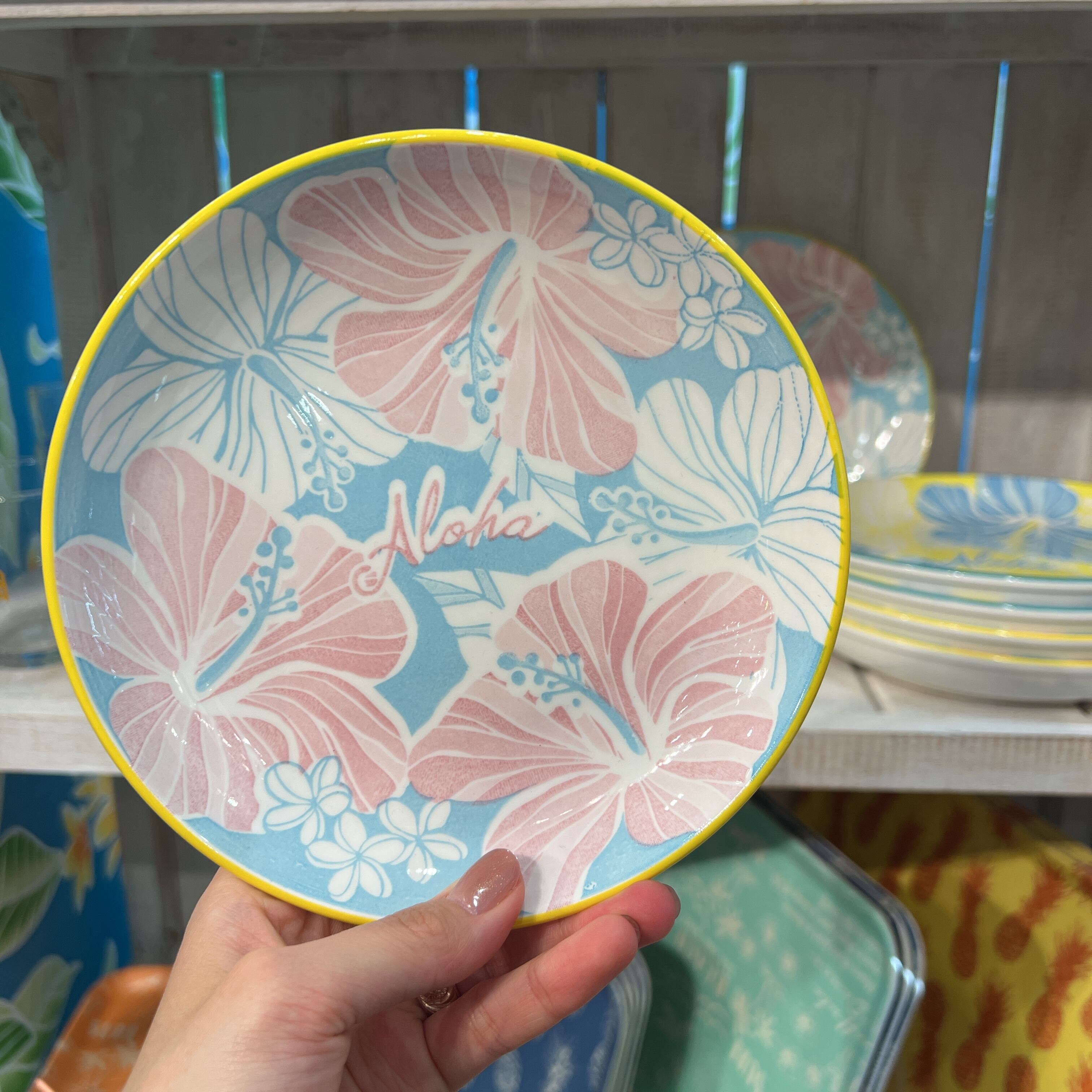 ハイビスカス 陶器皿(16.5cm) | ハワイアン雑貨RainbowEgg