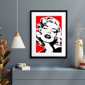 Monroe Love (red)｜情熱的なレッドが映えるマリリンモンローアートポスター｜モノトーンに艶を添えるラグジュアリーインテリアA2ポスター