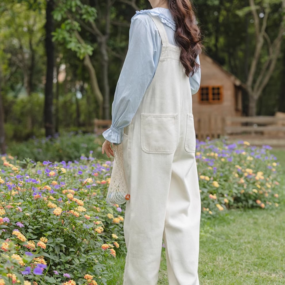 ロゴ刺繍ポケットサロペット ・5541 | Lehtia - レフティア｜淡色