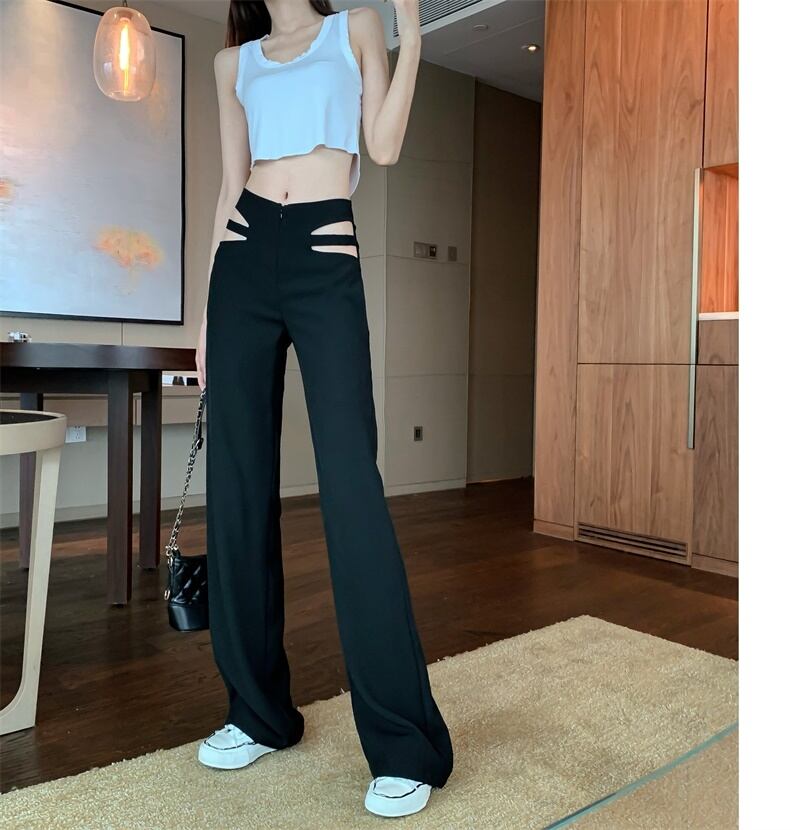 オータムスリムハイウェストウェストパンツ カジュアル 秋物 ガールズファッション72381047797