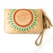 ボヘミアン 本革 レザー タッセル付 ウォレット(アイボリー×マンダラ模様) ミラー付 財布 長財布 パスポート入れ【バリ直輸入】